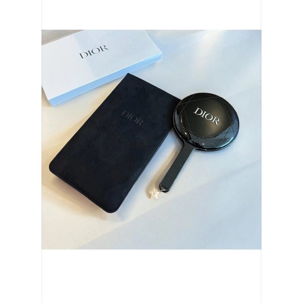 Dior Black Quilted Handheld Mirror